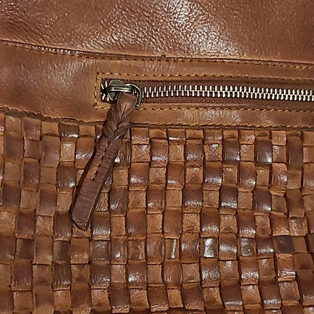 Vilenca Holland Brown Leather Woven Shoulder Bag Boho Bohemian Purse Soft - Picture 3 of 16